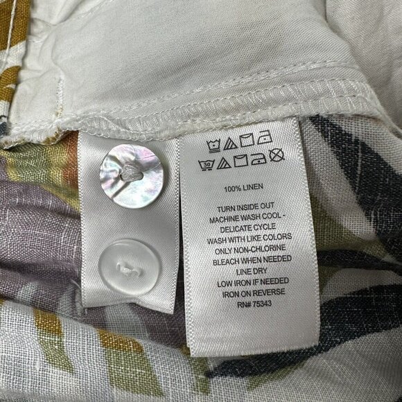 C&C California Shorts Linen Tropical Palm Print Belted XL Paper bag - Picture 7 of 11